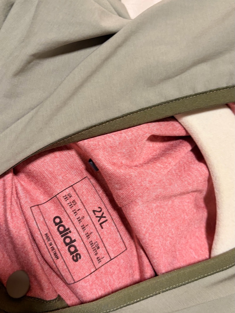 adidas Olive Green Jacket with Pink Interior